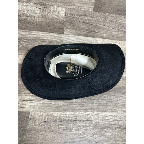 New York Genuine Fur Felt Cowboy Hat Western Made In USA Black No Size 56cm HTF - Picture 11 of 11